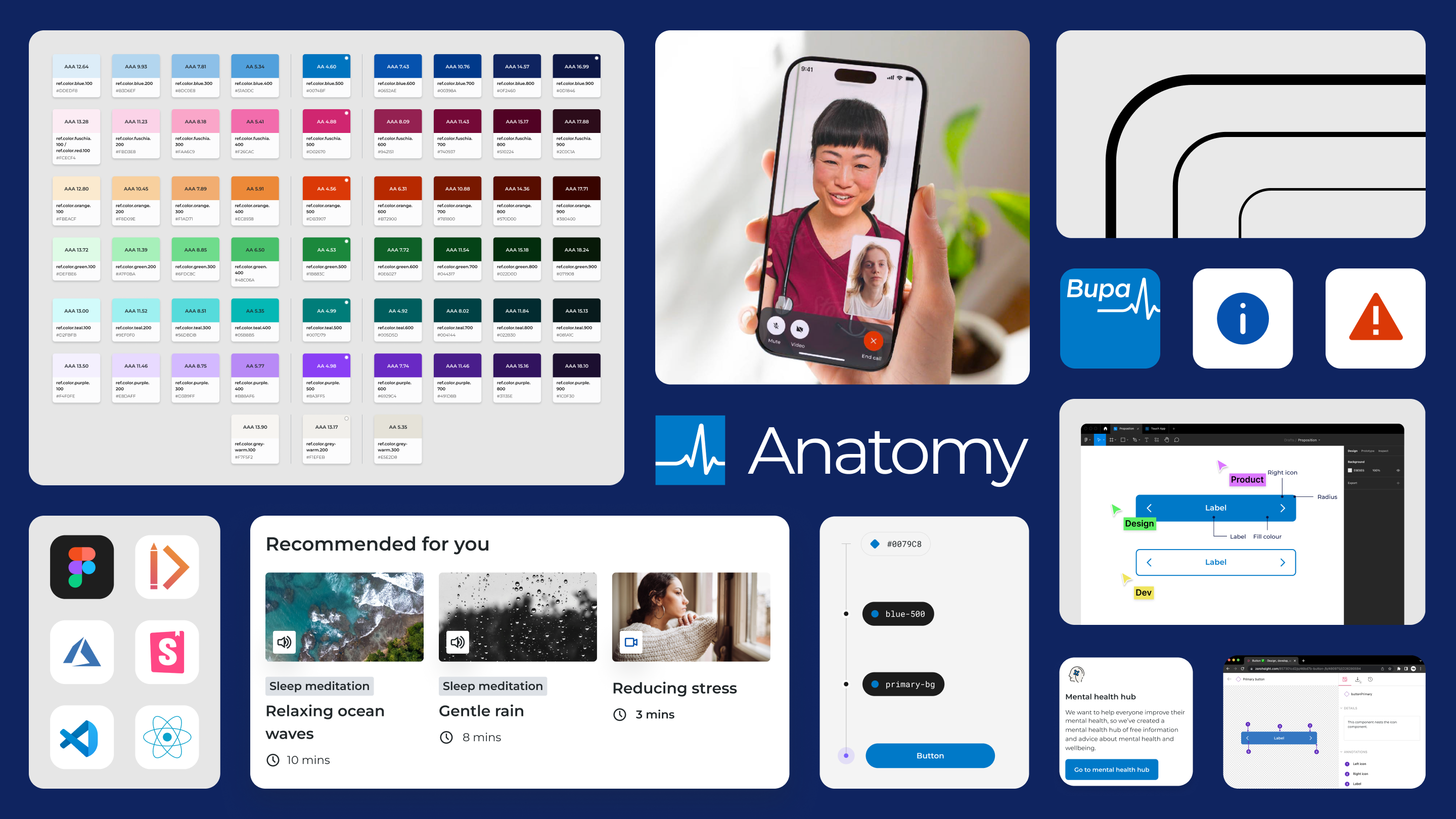 Design review slide covering Foundations: accessibility, collaboration, documentation and versioning